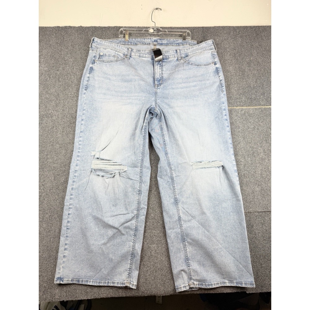 Torrid Women's Perfect Wide Leg Vintage Stretch Jeans Size 24R Light Distressed